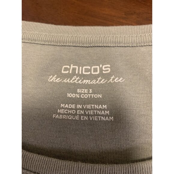 Chicos 3 The Ultimate Tee 100% Cotton Casual Green Coastal Grandma - Picture 4 of 8